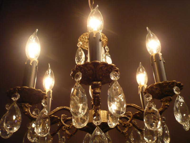 真鍮製クリスタルシャンデリア　6灯　インテリア照明　リビング照明　LFH 0029/6（6）