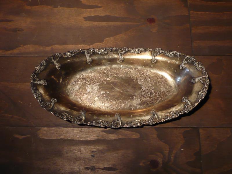 silver grape oval tray