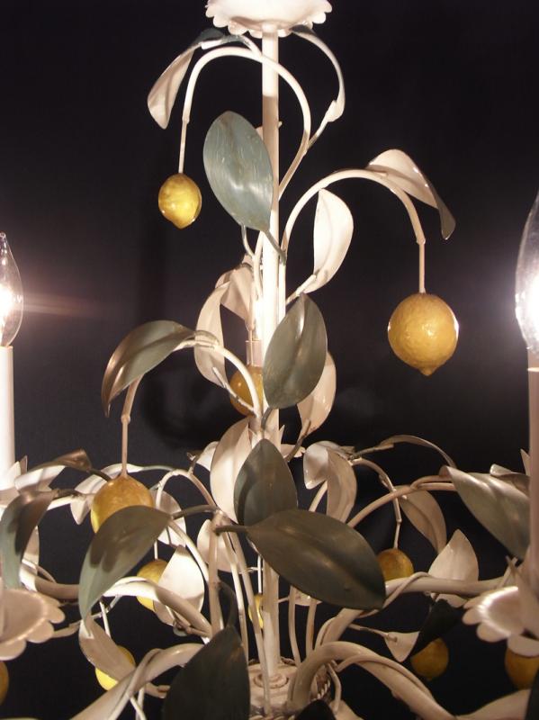 リビング照明、フランス製フラワーシャンデリア、花付きシャンデリア、白塗りアイアンシャンデリア　BCH 0070（6）