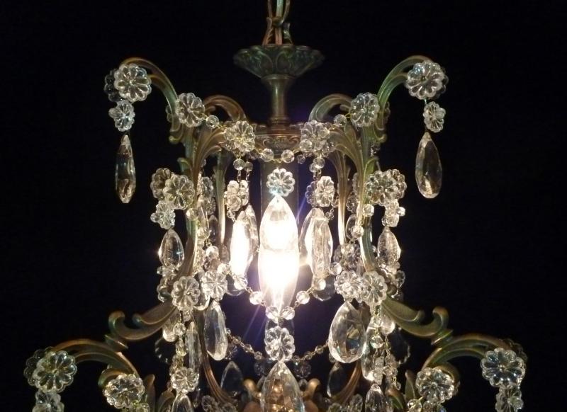フレンチシャンデリア　クリスタルビーズ　真鍮　1灯　インテリア照明　リビング照明　LFH 0052B/1（3）