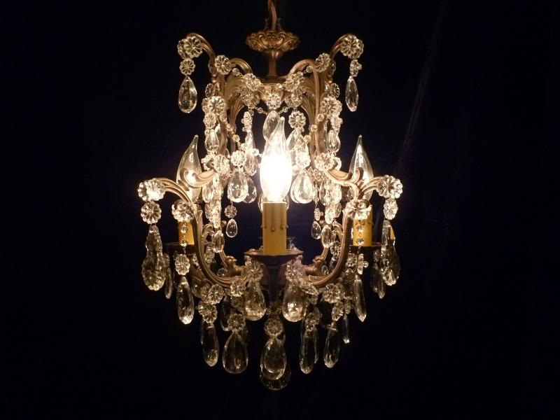 フレンチシャンデリア　クリスタルビーズ　真鍮　4灯　インテリア照明　リビング照明　LFH 0052/4（2）