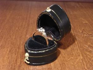 Italian black leather ring case