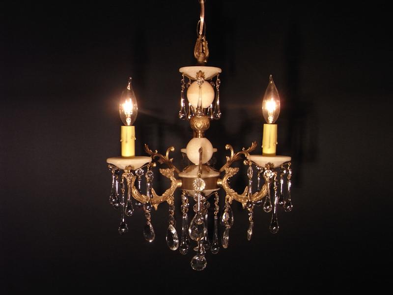 Spanish brass & marble chandelier 3灯