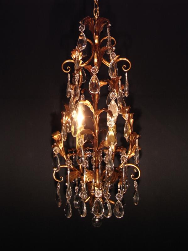 French GOLD LEAF chandelier 4灯