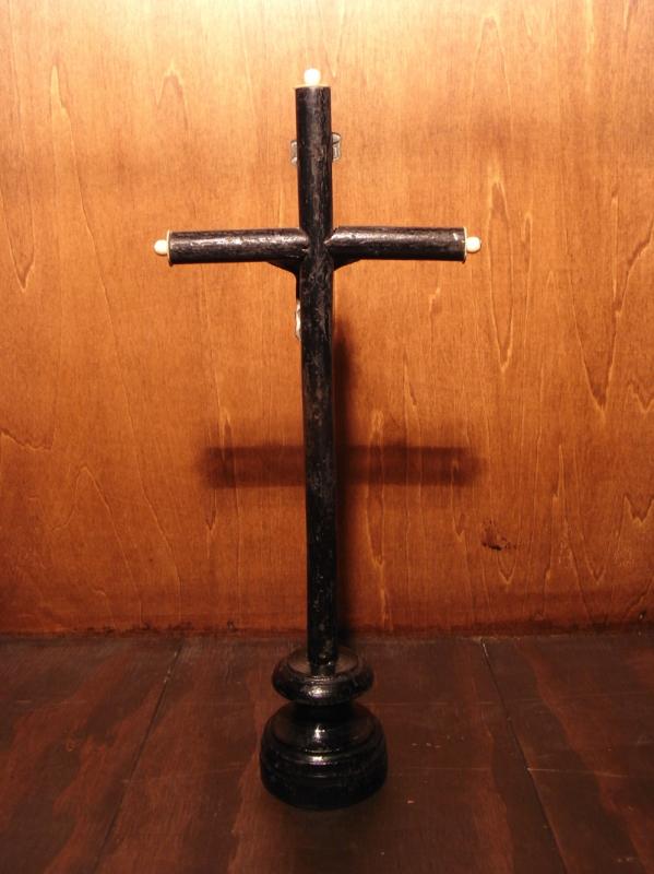 フランス製ブラッククロススタンド、宗教用品、置物　LCJ 0523（3）