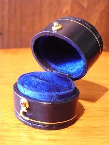 Italian blue leather velvet ring case