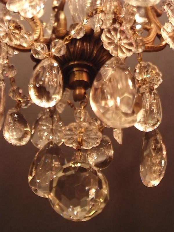 インテリア照明、玄関照明、アンティークフランスシャンデリア、真鍮小型シャンデリア、小さいシャンデリア、ケージシャンデリア　LCH 1175（5）