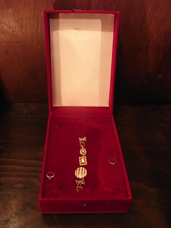イタリア製赤ベルベット宝石箱、アンティークジュエリーケース、宝石ディスプレイ、宝石ケース　BCM 0250（3）