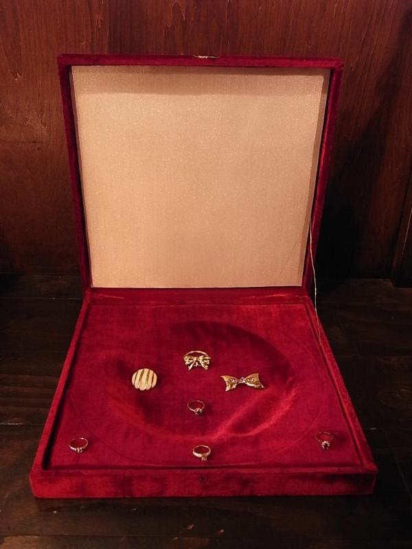 イタリア製赤ベルベット宝石箱、アンティークジュエリーケース、宝石ディスプレイ、宝石ケース　BCM 0251（3）