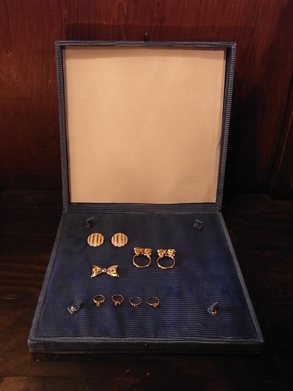 イタリア製水色コーデュロイ宝石箱、アンティークジュエリーケース、宝石ディスプレイ、宝石ケース　BCM 0252（3）
