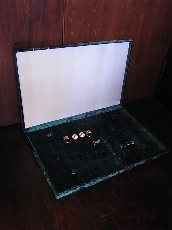 イタリア製緑ベルベット宝石箱、レトログリーンジュエリーケース、ジュエリーディスプレイ　BCM 0253（2）