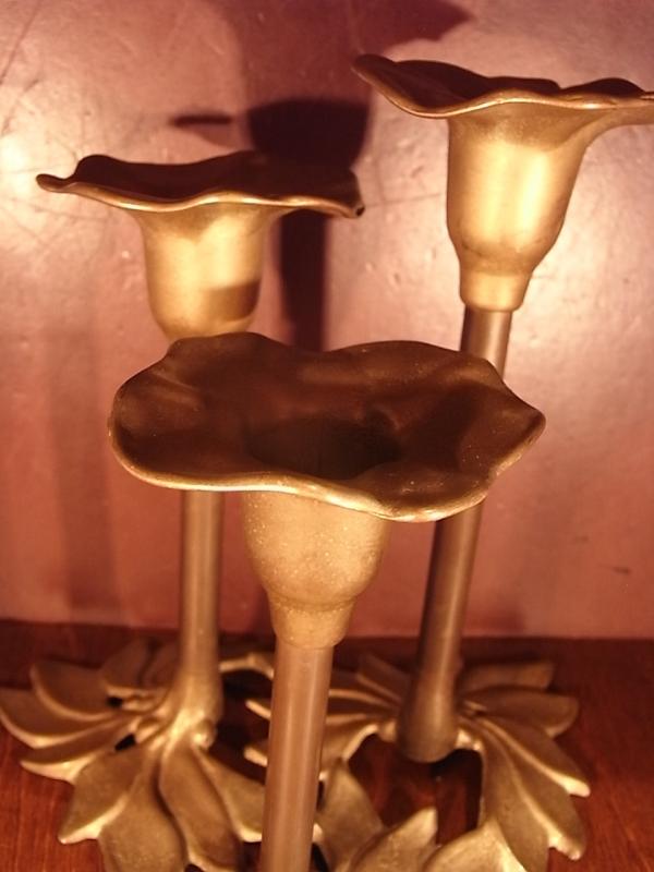 イタリア製アンティーク真鍮燭台、キャンドルホルダー、キャンドルスタンド、ロウソク立て　LCM 6821（2）