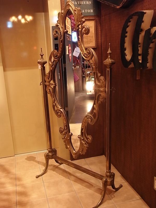 Italian brass stand mirror