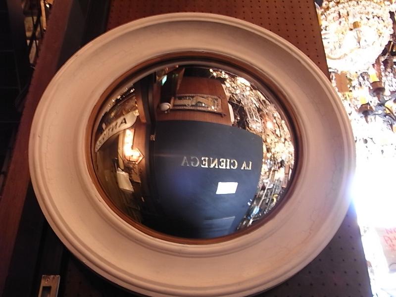 イタリア製インテリア壁掛け鏡、アンティークホワイトミラー、魚眼ウォールミラー　LCK 0586（4）