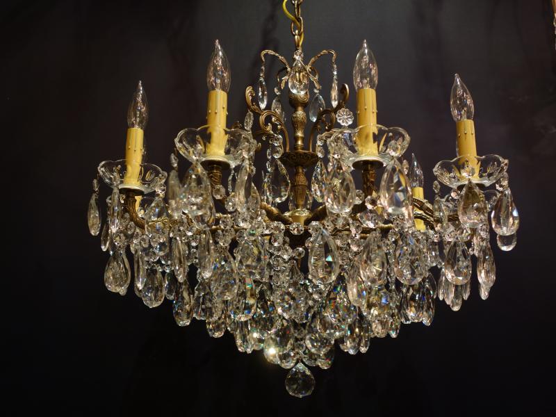シャンデリア　アンティーク・ヴィンテージ　LCH 1237　Spanish brass & crystal chandelier 10灯（3）