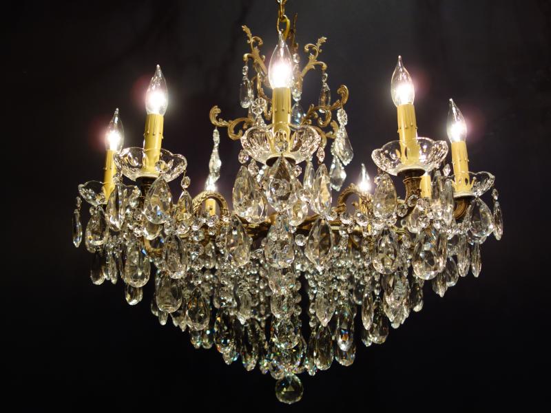 シャンデリア　アンティーク・ヴィンテージ　LCH 1238　Spanish brass & crystal chandelier 10灯（2）