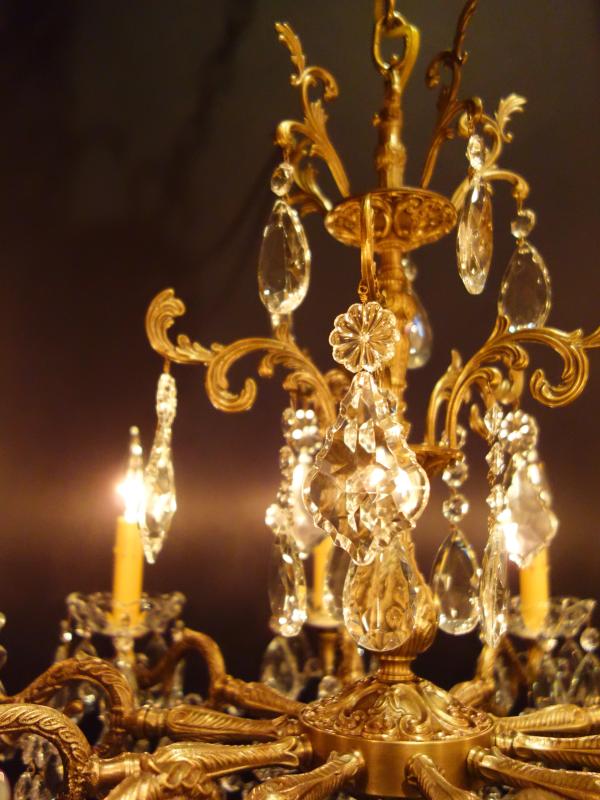 シャンデリア　アンティーク・ヴィンテージ　LCH 1238　Spanish brass & crystal chandelier 10灯（6）