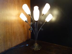 French glass shade table lamp 6灯
