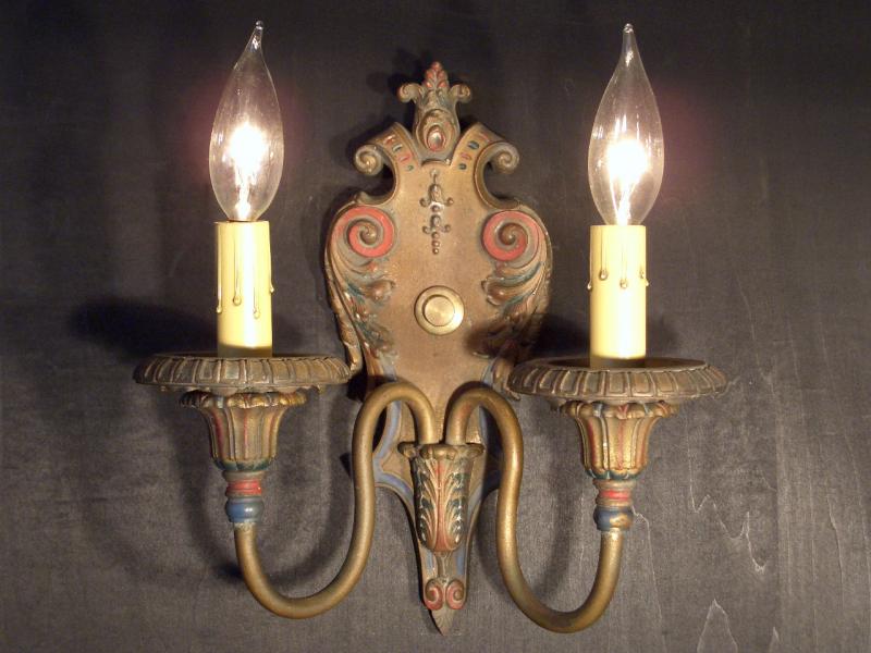 イタリア製古色アンティークブラケット、壁ブラケット照明、ウォールランプ、ライト　LCB 0140（2）