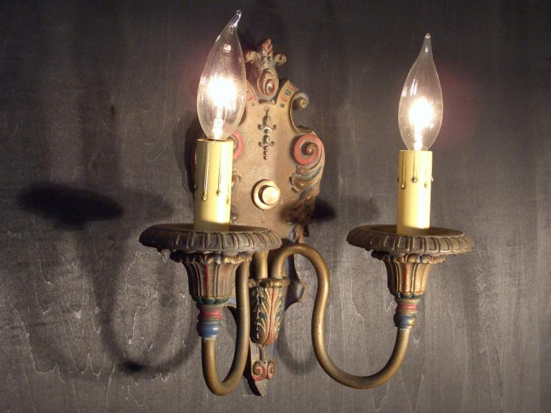 イタリア製古色アンティークブラケット、壁ブラケット照明、ウォールランプ、ライト　LCB 0140（3）