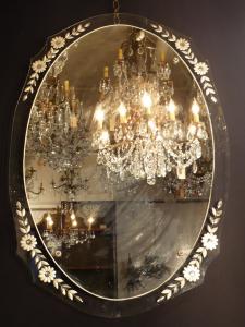 Italian glass etching wall mirror