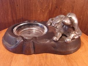 silver dog ashtray