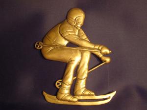 brass ski wall ornament