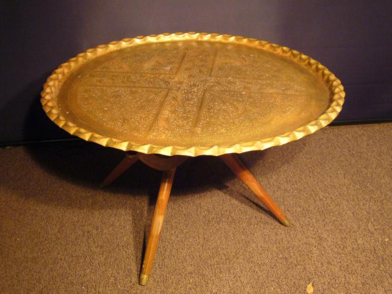 イタリア製真鍮＆木ローテーブル　LCM 1633（1）