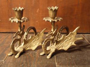 Italian brass dragon candle holder