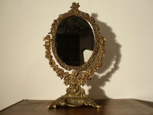 Italian brass stand mirror