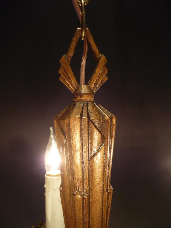 イギリス製古色アールデコアイアンシャンデリア（ブラックゴシックシャンデリア）インテリア照明　LCH 0716（4）