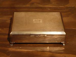 English silver jewelry case