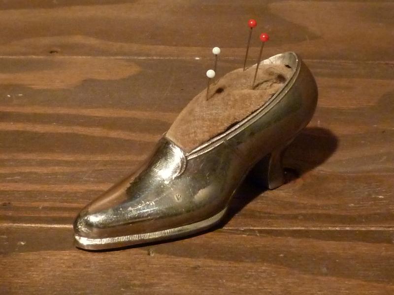German silver shoe pincushion