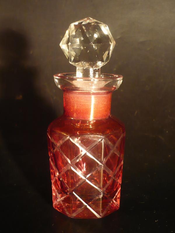 Bohemian pink cut glass perfume bottle