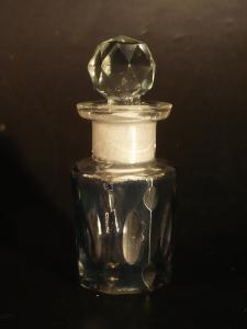 Bohemian green cut glass perfume bottle