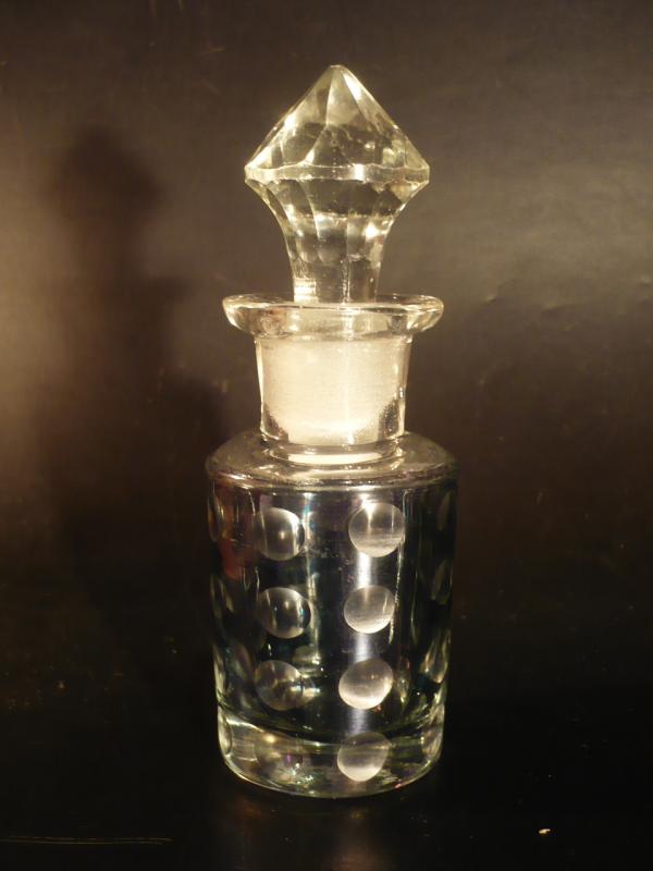 Bohemian green cut glass perfume bottle