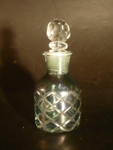 Bohemian green cut glass perfume bottle