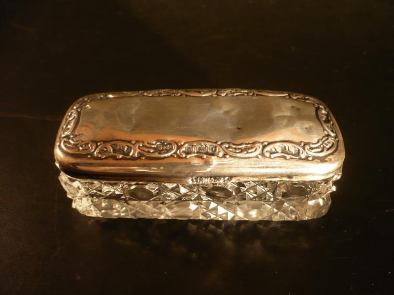 English silver & cut glass case