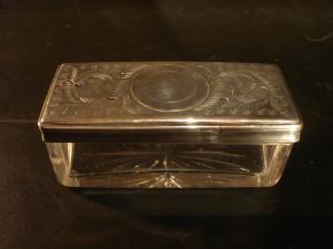 English silver & cut glass case