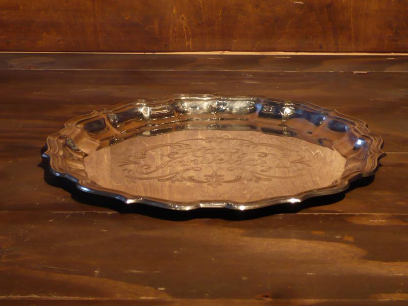 silver ”Happy Anniversary” tray