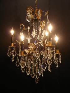 Italian flower & gold leaf chandelier 6灯