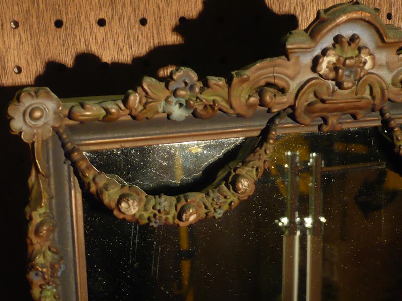 イタリア製木壁掛けミラー、インテリア鏡、ウッド（木）アンティークミラー　LCK 0440（4）