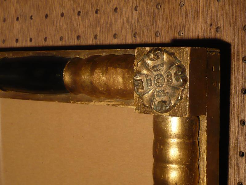 イタリア製木壁掛けミラー　黒×金、インテリア鏡、ウッド（木）アンティークミラー　LCK 0447（3）