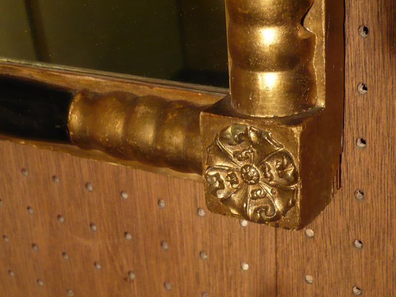 イタリア製木壁掛けミラー　黒×金、インテリア鏡、ウッド（木）アンティークミラー　LCK 0447（4）