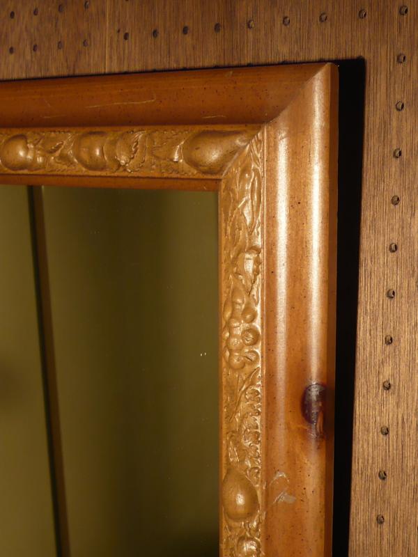 イタリア製木壁掛けミラー　フルーツ柄、インテリア鏡、ウッド（木）アンティークミラー　LCK 0456（3）