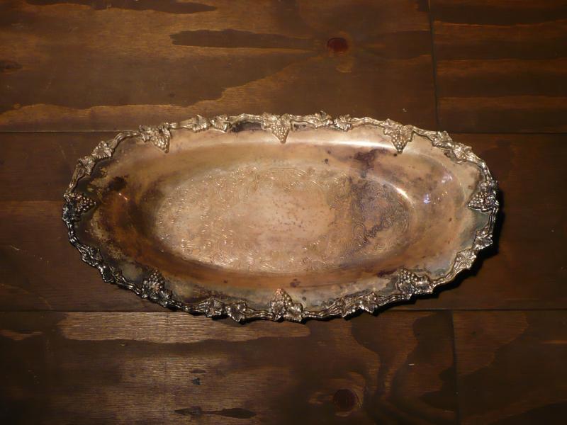 silver grape oval tray