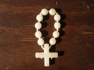 Italian white beads rosary ring