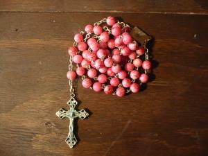 Italian pink beads rosary