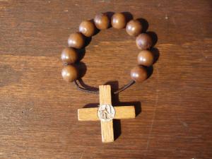 Italian wood beads rosary ring