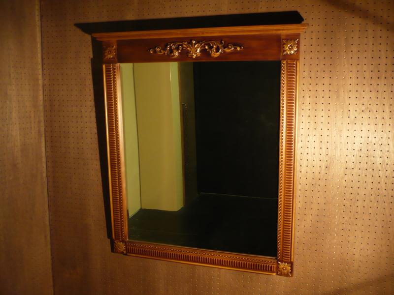 ヴィンテージイタリア製木製鏡 装飾的壁掛大型ウォールミラー、インテリア鏡、アンティークミラー BCM 0003